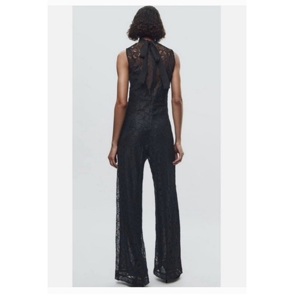 Zara Lace Jumpsuit Wide Black Size XS - Picture 15 of 15